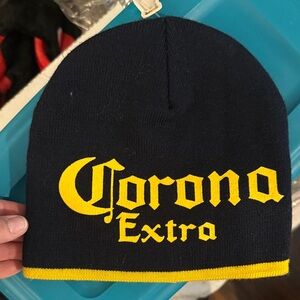 Corona Knit Beanie in Navy and Yellow